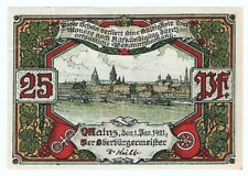 💙MAGUNCJA 1921: "Widok miasta z katedrą", 25 pfg. NOTGELD bez KN na sprzedaż  Wysyłka do Poland