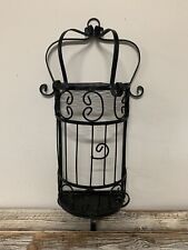 VTG  Black Metal Wrought Iron Garden Wall Mount/Table Decor 2 Shelf Trellis Goth, used for sale  Shipping to South Africa