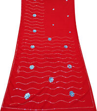 Vestido artesanal étnico floral saree vintage rojo Georgette Sari SI22590 comprar usado  Enviando para Brazil