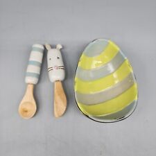 Faca colher tigela decorativa cerâmica ovo coelho da Páscoa torta de lama comprar usado  Enviando para Brazil