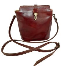 Used, Made in Italy Vintage Brown Red Rust Cinnamon  Italian Leather Crossbody Bag for sale  Shipping to South Africa