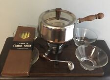 Conjunto de fondue vintage de aço inoxidável com bandeja, garfos e 4 tigelas de vidro feitas no Japão comprar usado  Enviando para Brazil