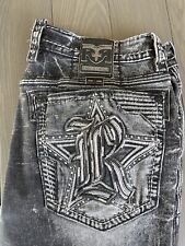 Jeans Rock Revival Ronan reto 42x32 preto lavagem ácida stretch jeans premium, usado comprar usado  Enviando para Brazil