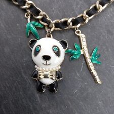 Vintage Enamel/Crystal PANDA Pendant & Curb Link  Necklace 44cm  and 42gs  for sale  Shipping to South Africa
