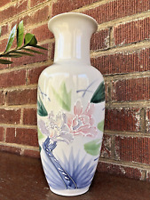 Usado, Jarrón de porcelana japonés vintage orquídea pastel estilo agua esmaltado 12" segunda mano  Embacar hacia Argentina