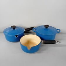 Le Creuset Azure Blue Cast Iron x2 Saucepans x1 Small Casserole Pot Kitchen -CP for sale  Shipping to South Africa
