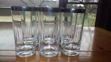 Vasos de agua de cristal líneas grabadas banda de platino recorte 6 12 oz fondo plano en muy buen estado segunda mano  Embacar hacia Argentina