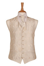 Mens Cream Waistcoat Wedding Vest Formal Waiters Work Hotel Bar Ivory Diamond UK for sale  Shipping to South Africa