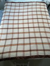 Cobertor de lã listra térmica vintage cama queen 71x72 marrom creme encadernação anos 70 boho LEIA comprar usado  Enviando para Brazil
