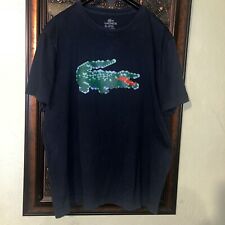 Usado, Camiseta masculina azul soletrada logotipo crocodilo multi manga curta esporte Lacoste comprar usado  Enviando para Brazil