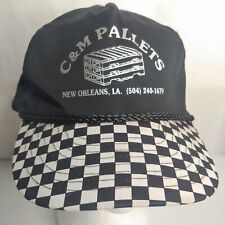Gorra a cuadros negra blanca a cuadros sombrero retro Nissin C&M Pallets Nueva Orleans LA, usado segunda mano  Embacar hacia Argentina