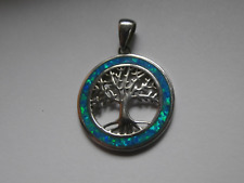 Pingente de colar vintage prata esterlina opala árvore da vida arbusto ardente 1" comprar usado  Enviando para Brazil