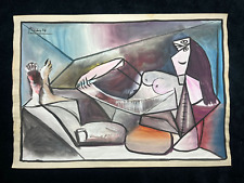 Pablo Picasso Dibujo sobre papel (Hecho a mano) firmado y estampado medios mixtos arte de colección segunda mano  Embacar hacia Argentina
