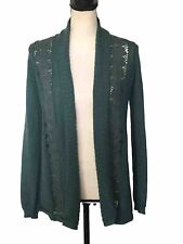 Used, Anthro Knitted & Knotted Open Cardigan Small Green Wool Blend Crochet Inset for sale  Shipping to South Africa