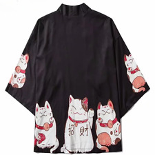 Usado, Roupas estilo japonês masculinas streetwear estampa de gato quimono cardigã mandarim mandarim masculino comprar usado  Enviando para Brazil