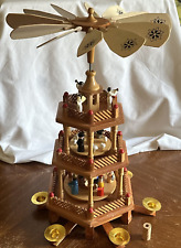 VINTAGE LILLIAN VERNON 3 TIER WOODEN CANDLE NATIVITY CAROUSEL Needs Some Repair for sale  Shipping to South Africa