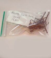 MUSTAD 15pcs Superior TREBLE FISHING HOOK Size 4 LONG SHANK  BARBED Ex Strong, used for sale  Shipping to South Africa