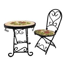 Conjunto de mesa e cadeira tamanho boneca mosaico azulejo bistrô ou pátio joaninhas e folha Desi comprar usado  Enviando para Brazil