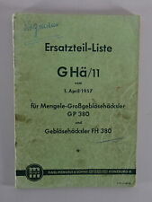Usado, Teilekatalog GHä/11 Mengele Großgebläsehäcksler GP 380 / FH 380 Stand 04/1957 comprar usado  Enviando para Brazil