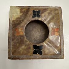 Vintage Soapstone Marble Ashtray Semi Precious Stones inlaid 3.25”rectangle for sale  Shipping to South Africa