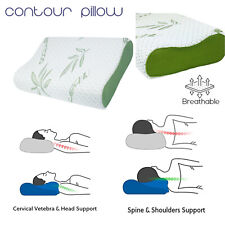 Contour Pillow Memory Foam Bamboo Removable Cover Orthopedic Head Neck Support for sale  Shipping to South Africa