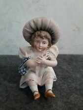 Vtg Bisque "Piano Baby" Girl in Bonnet Giggling  7 1/2"  for sale  Shipping to South Africa