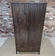 OAK FURNITURELAND Detroit Solid Hardwood & Metal Double Wardrobe. for sale  Shipping to South Africa