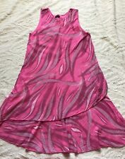 LUCA VANUCCI Pink Patterned Layered Linen Sleeveless Summer Dress - Sz 10/12 for sale  Shipping to South Africa