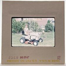 Vintage 60s 35mm Slide Girl Sitting On Ride On Riding Lawn Mower, used for sale  Shipping to South Africa