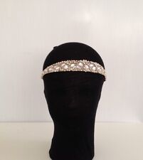 IVORY DECO FLAPPER 1920's PEARL SILVER CRYSTAL RHINESTONE BEADED HEADBAND BRIDAL, used for sale  Shipping to South Africa