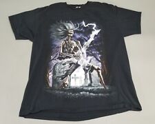 Camiseta Rock Heavy Metal Vintage Esqueleto Guitarra Lightning Graveyard Grande, usado comprar usado  Enviando para Brazil