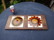 Vintage 1960's  Wooden Chopping/Cheese Board With Two Decorative Ceramic Tiles for sale  Shipping to South Africa