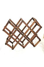 Vintage Wood Accordion Wine Rack Carved Dark Brown Holds 8 Bottles Bar Man Cave for sale  Shipping to South Africa