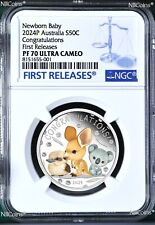Moneda de plata 2024 PRUEBA bebé recién nacido NGC PF70 1/2 oz 50c canguro/koala/kookaburra segunda mano  Embacar hacia Argentina