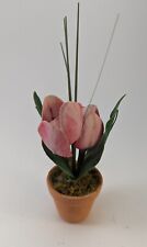 Mini flores artificiais tulipas em vaso pequeno de argila rosa decoração para casa comprar usado  Enviando para Brazil