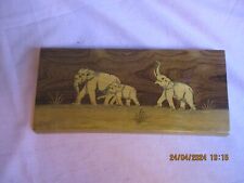 Vintage Inlaid Wooden Elephant Wall Plaque for sale  Shipping to South Africa