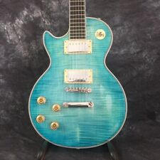 Guitarra elétrica de fábrica personalizada azul mão esquerda boa qualidade som folheado tigre, usado comprar usado  Enviando para Brazil