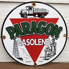 Placa de bomba de posto de gasolina vintage 11,75” paragon gasolina porcelana placa de óleo moyor, usado comprar usado  Enviando para Brazil