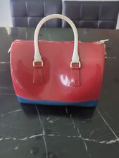 Bolsa feminina Furla Candy 2 tons tamanho médio PVC azul vermelho 2 alças zíper luxo  comprar usado  Enviando para Brazil