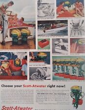 Scott Atwater Outboard Motor Print Ad Original Vintage 1950s Boat Canada Ski Fis for sale  Shipping to South Africa