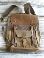 OLD SPICE~TARPAULIN COTTON CANVAS AND BROWN LEATHER BACKPACK EXCELLENT CONDITION for sale  Shipping to South Africa