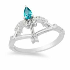 0.50Ct Merida Pear Cut Topaz & Lab-Created Diamobd Bow Arrow Ring In 925 Silver for sale  Shipping to South Africa