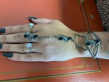 Pulsera de ónix esclavo de plata esterlina vintage, anillo talla 7,5, pulsera 6,75 segunda mano  Embacar hacia Argentina
