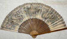 Usado, ventilador de mão antigo do século XIX feito à mão francês ornamentado pintado de madeira renda vaidade comprar usado  Enviando para Brazil