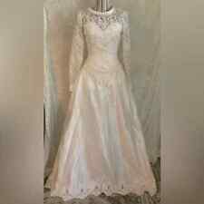 NWT Oleg Cassini Victorian Ivory 100% Silk Lace Beaded Wedding Gown size 4, used for sale  Shipping to South Africa