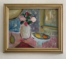 Original Mid Century Style Swedish Still Life Oil On Board Painting, used for sale  Shipping to South Africa