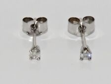 Used, 9ct White Gold Real Diamond Solitaire Stud Earrings - Solid 9K Gold for sale  BIRMINGHAM