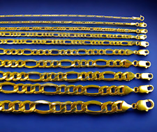 Collar de cadena Figaro oro amarillo 14K 1,5 mm-7 mm eslabón todas las tallas hombres reales mujeres, usado segunda mano  Embacar hacia Argentina