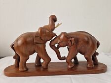 Used, Hand Carved Wooden Elephants Fighting Elephants Vintage Wood Statue Sculpture for sale  Shipping to South Africa