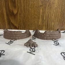 Vintage Plastic Army Men 2- Mini Stone Wall Bunkers 4" 1 Fire Pit 1.5" Lot 3. for sale  Shipping to South Africa